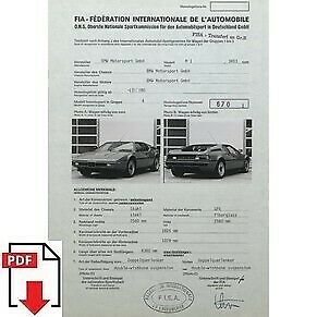 1980 BMW M1 FIA homologation form PDF download